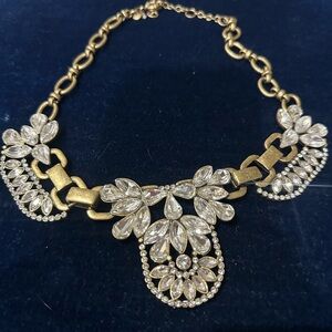 J. Crew Gold Necklace with Clear Crystal Accents